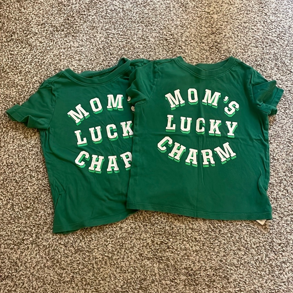 Two “moms lucky charms” t shirts - 4T
